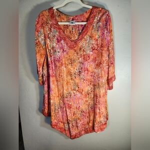 Lost River Clothing Co. 100% Rayon Batik Vibrant Multicolor Women's Top Sz L